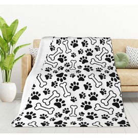 HGOD DESIGNS Dogs Paws and Bones Blanket, Super Soft Dog Paw Throw Blanket 130x150cm Blanket for Bed Couch Chair Fall Winter Camping Living Room Office