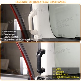 Fgtagtal Car A-Pillar Grab Handle Replacement Compatible with Toyota FJ Cruiser 2007-2021, Side A-Pillar Grab Handle, Driver and Passenger Aluminum Interior Grab Kit, 2PCS(Black)