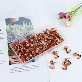 50 Pcs Push Pins with Hooks, Plastic Heads Pin Tacks Wall Thumb Tacks Hanging Nails, Decorative Thumb Tacks Hook for Photo Wall, Bulletin Board (Rose Gold)