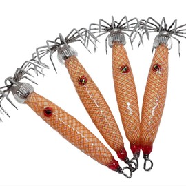 Squid Jig 1/2 oz weighted jigs Handmade 30mm wide hook (Orange)