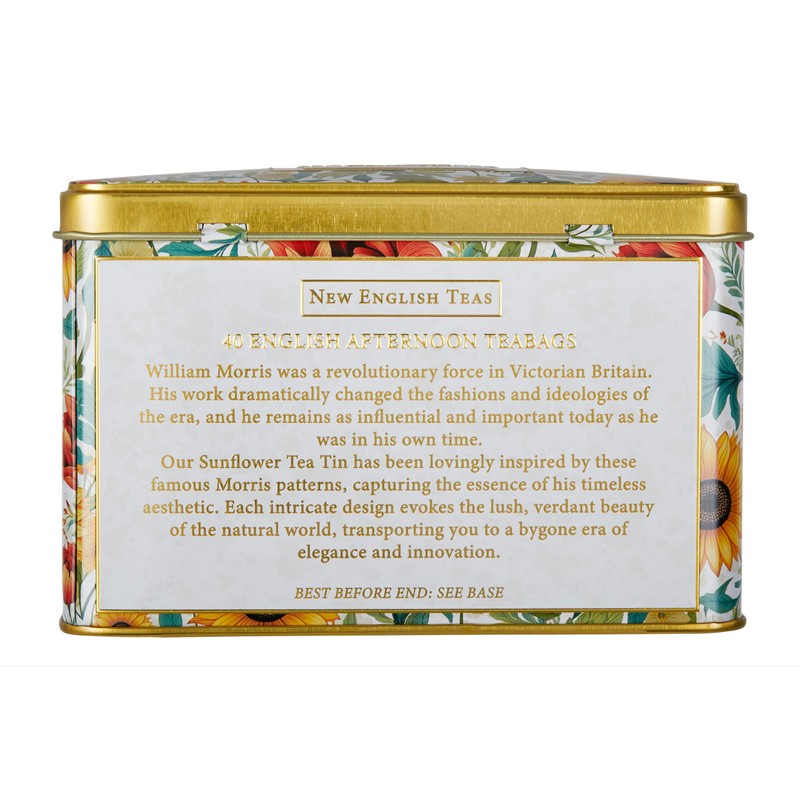 New English Teas Victorian Sunflower Tea Tin with 40 English