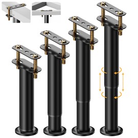 Abiglifty 4Pcs Adjustable Bed Frame Support Legs, 10-17 Inch Bed Slats Support Legs, Bed Legs Replacement, Metal Heavy Duty Furniture Legs for Sofa/Dresser/Chair/Cabinet, Black