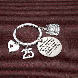 Nfyxcaz Birthday Keychain For Women Men Friendship Gift Happy Birthday Gift (25th Birthday)