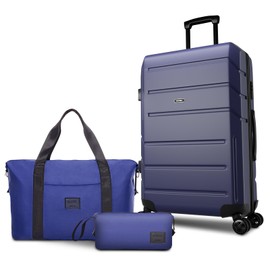 HOTEEL Luggage Set 3 Piece Expandable ABS+PC Hardshell Carry on Suitcase with Spinner Wheels & TSA Lock for Men and Women, Rolling Carry-on Suit Case for Plane, Travel, Business, Dark Blue(20in/DB/TB)