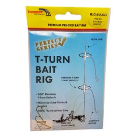 Thundermist Lure Company Perfect Series - RIG# 1A-6-G Pre-Tied T-Turn Bait Rig, Clear