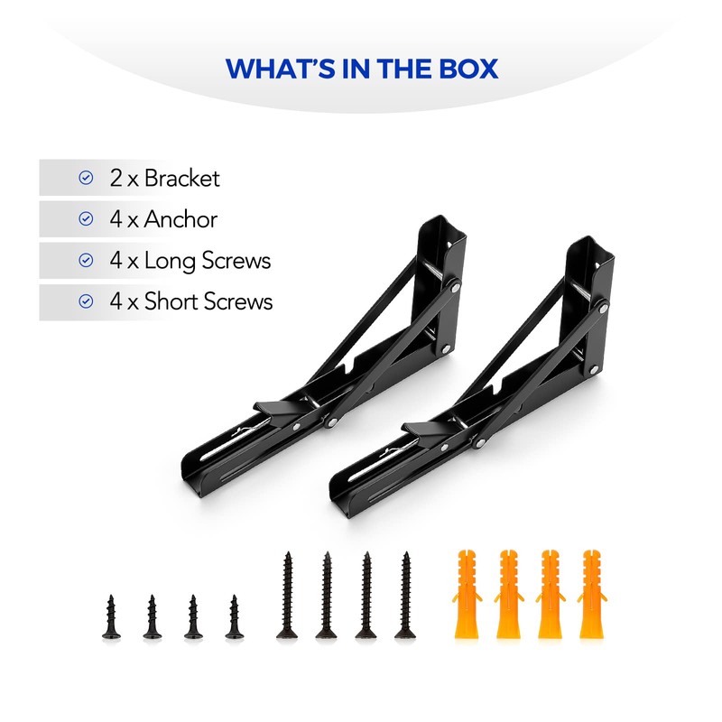 Ravinte 2 Pack 8 Inch Folding Shelf Brackets – Matte