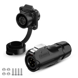 CNLINKO LP-12 Industrial Waterproof Connector IP68 Circular Connector Quick Plugging Aviation Connector PBT Plastic Shell Connector Fast Release Connector M12 2-8 Pin Flange Socket (5 Pin)
