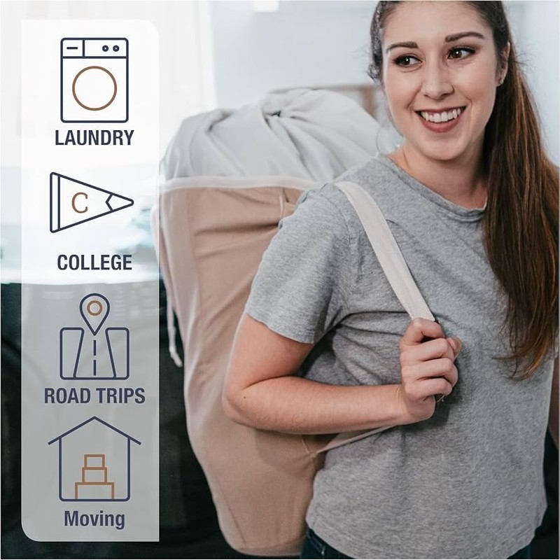 CleverMade Laundry Backpack Duffel Bag with Shoulder Straps - 62L