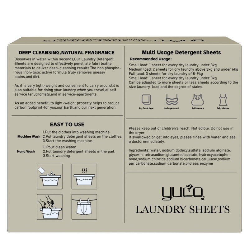 YUCO Laundry Detergent Sheets 160 Loads, Plastic Free Sheet No