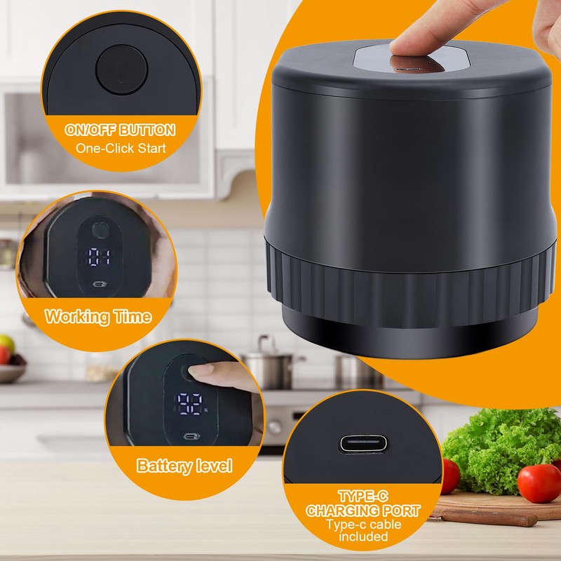 Electric Mason Jar Vacuum Sealer Suitable for Regular and Wide