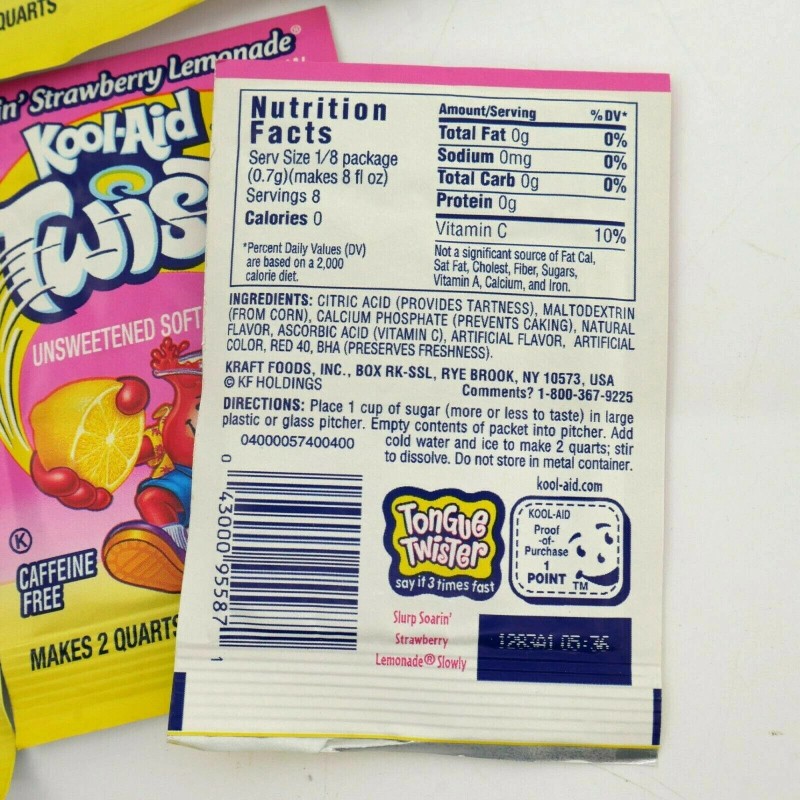 Kool-Aid 6 vintage Kool Aid TWISTs Soarin' Strawberry Lemonade KoolAid