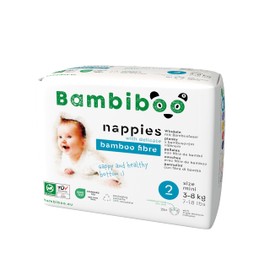 Bambiboo Skin-Friendly Disposable Nappies Mini with Soft Bamboo Fibre and Navel Opening - Newborn Baby Nappies - Newborn Baby Disposable Nappies - Skin Protection - Size 2, Pack of 25