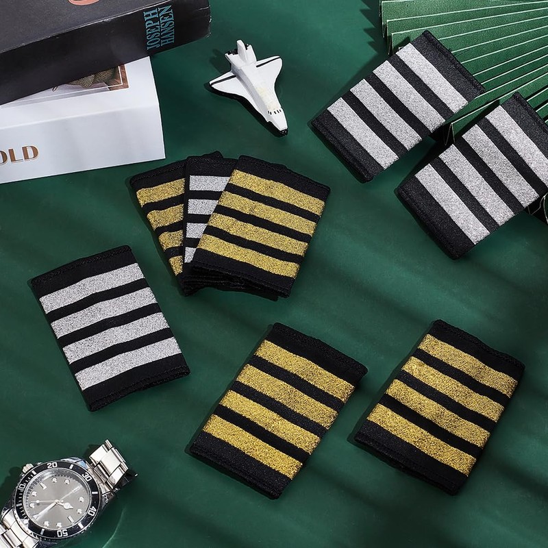 AHANDMAKER 4 Pairs Uniform Epaulettes, 2-Colour Striped Polyester Epaulettes, Pilot