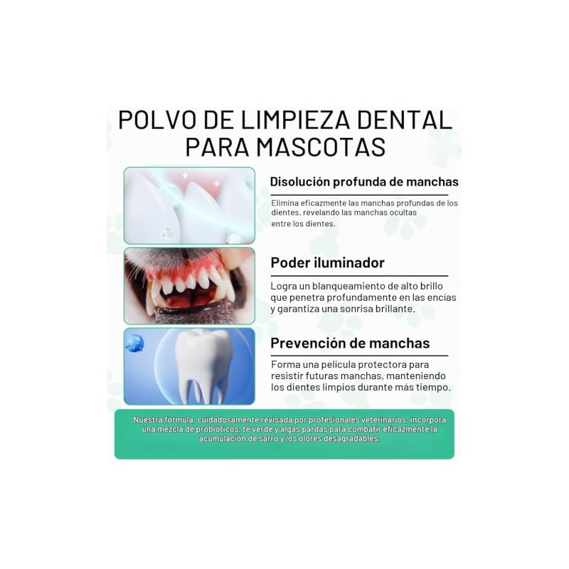 Armoya Polvo Dental Perros Cuidado Eliminación Placa Mal Aliento
