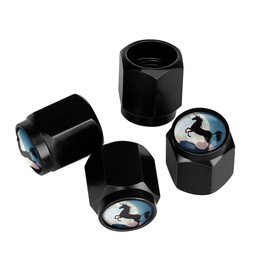 Muishi Unicorn Moon Tire Valve Stem Caps, Aluminum Black Stem Tire Valve Caps Universal Stem Covers for Cars, SUVs, Trucks, Bikes, Motorcycles, Bicycles (4 Pack)