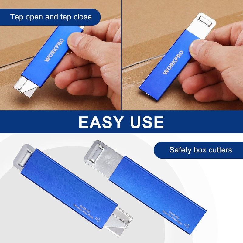 WORKPRO 12-Pack Box Cutter Retractable Red & Blue