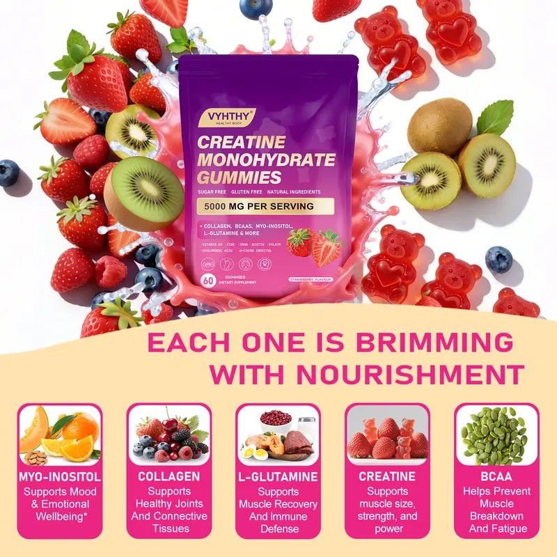 Creatine Monohydrate Gummies for Women – Muscle Recovery Support, Workout