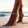 Obmyec Boho Beaded Anklets Pink Flower Daisy Foot Chain Rice
