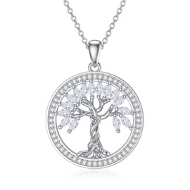 Tree of Life Necklace Birthstones S925 Sterling Silver pendant for Women Wife Mom Birthday Gifts for Her 4-UK