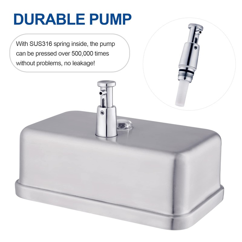 VANNSOO Commercial Wall Mount Stainless Steel Soap Dispenser, Rust-Proof Lining