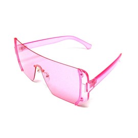 Dweebzilla Malibu Rimless Full Shield Mono Lens Sunglasses (Pink Transparent Frame, Pink)