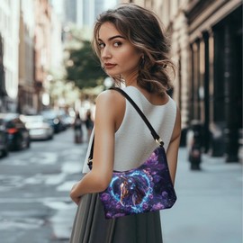 HUGS IDEA Heart Horse Leather Handbag for Women Shoulder Bag with Shoulder Strap Fashion Underarm Purse for Lady Unique Single Shoulder Purse for Women and Girls Shoulder Wallet