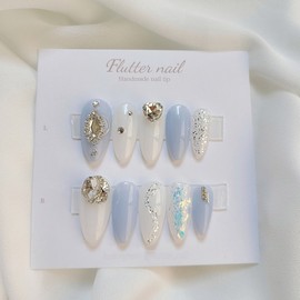 Syrup Sky Christon Handmade Nail Tips - Short Ballet / 시럽하늘 크리스톤 수제네일팁 - 숏발레