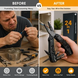 24-in-1 Stainless Steel Multitool for Repairs – Compact Pliers, Wire Cutter & Screwdriver Kit for Outdoor Use