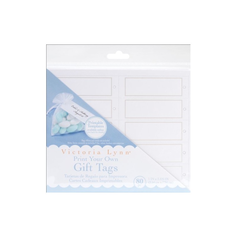Darice, White/Silver VL296 Printable Square Gift Tag with Pearl Accent,