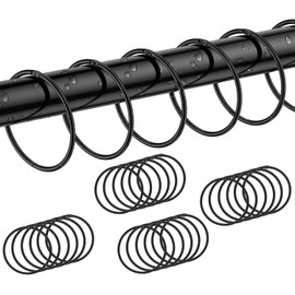 24 Pack Shower Curtain Rings,Black Rustproof Shower Curtain Hooks,Metal Round Shower Ring Hooks for Bathroom,Changing Room,Windows,Home Decoration,Glide Easily on Curtain Shower Rods,Easy Open Close