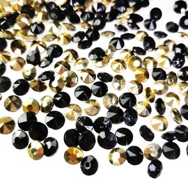 G&S homedeko 3000pcs Sparkling Plastic Diamonds for Crafts ，Multi-DIY Rhinestone Gems ，Non-Toxic Decorative Jewels for Scrapbooking, Clothing, Home Decor (black gold，8mm)
