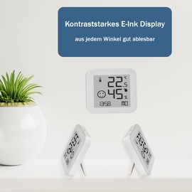TFA Dostmann Digital Hygrometer Black & White 30.5054.02 Humidity Meter E-Ink Easy to Read Temperature White