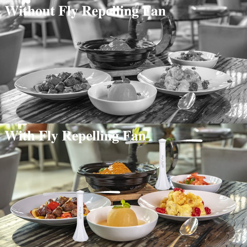 Fly Fans for Tables, Outdoor Fly Repellent Fna (White, 4