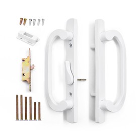 DECEBALUS Offset Position Sliding Patio Glass Door Handle Set with Mortise Lock 45° Keyway, Zinc Diecast, Non-Handed, Fits Door Thickness from 1-3/8" to 2-1/4", 3-15/16” H.C. (DCSM-2300)