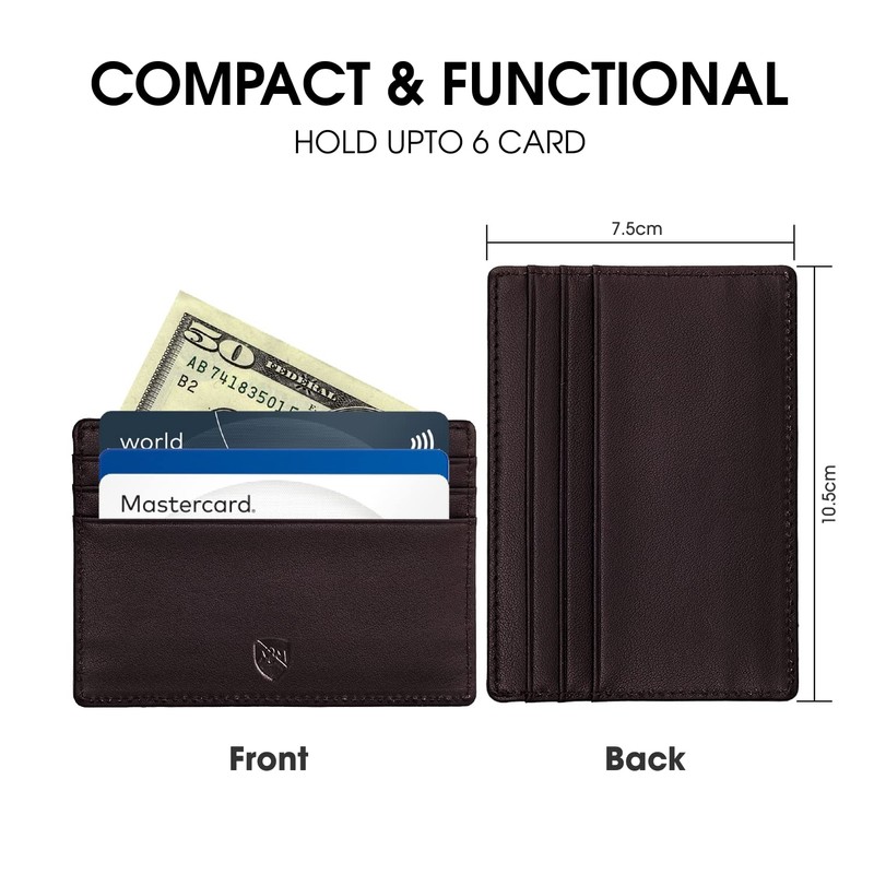 ALLEN & MATE Leather Card Holder Slim Wallet, RFID Blocking