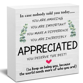 Hiagkmet Thank You Gifts for Women Men,Funny Home Office Decor Wooden Box Sign,Appreciation Inspirational Gift Ideas for Coworkers Friend
