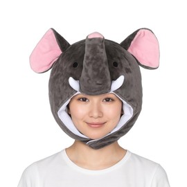 [kitamurasyokai] Elephant Cosplay Hat, Gray, PVC Fleece, One Size, Unisex, Halloween Christmas Party, Kigurumi Hat, Adult Costume Item