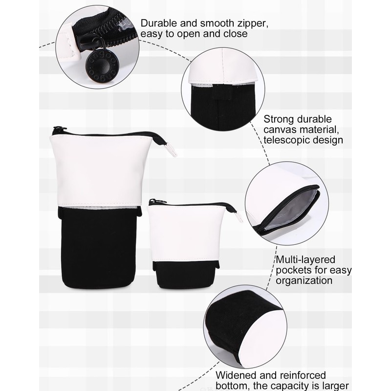Xespis Pencil Case with Zip, Telescopic Pencil Case, Milk., pencil