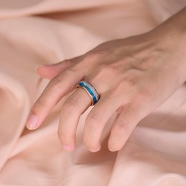 NUNCAD Tungsten Rings 8mm Rose Gold Tungsten Carbide Rings for Men Inlay Wedding Band Ring Engagement Rings Size U 1/2