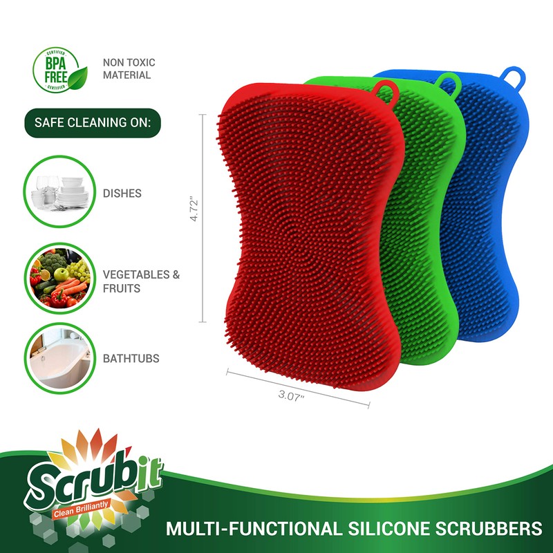 Silicone Scrubbing Pad Sponges by SCRUBIT - Real Silicon Non