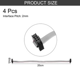 sourcing map 4 Pcs IDC Flat Ribbon Cable, 2mm Pitch 6mm Width 20cm Long 6 Pin FC to FC Flat Ribbon Connector Jumper Wire for PC, LED Displays