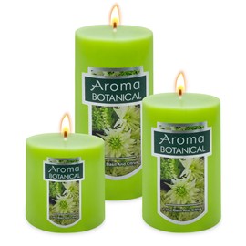 3 Pack Lemon Basil Scented Pillar Candles – Aromatherapy Candles Set (2×2/3/4 Inch) – Green Decorative Candles for Home, Spa, Meditation, Relaxation