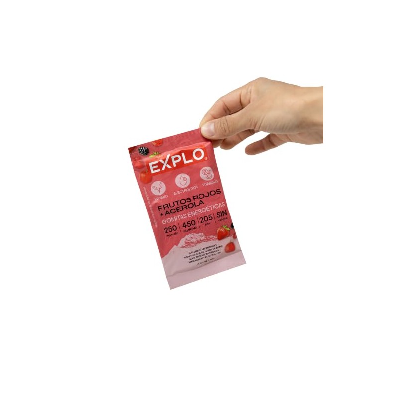 Explo Gomitas Energéticas Frutos Rojos Pack 60g Veganas Electrólitos Bcaas