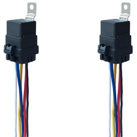 irhapsody 2 Pack 40/30 AMP 12V DC Waterproof Relay and Harness - Heavy Duty 12 AWG Tinned Copper Wires, 5-PIN SPDT Automotive Relay