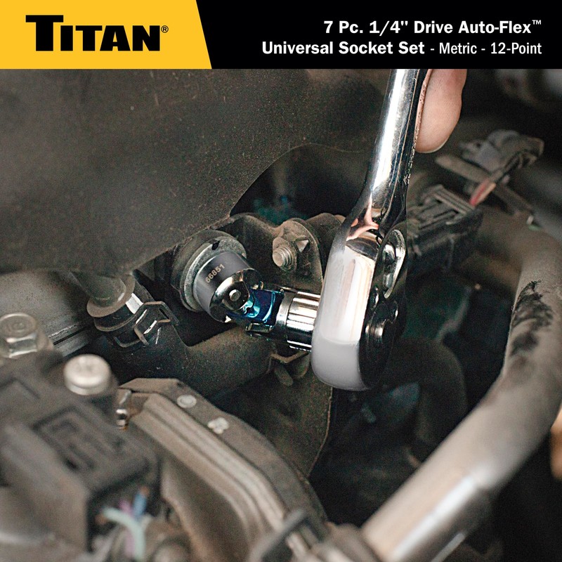 Titan 66840 7-Piece 1/4-Inch Drive Metric Auto Flex Universal Socket
