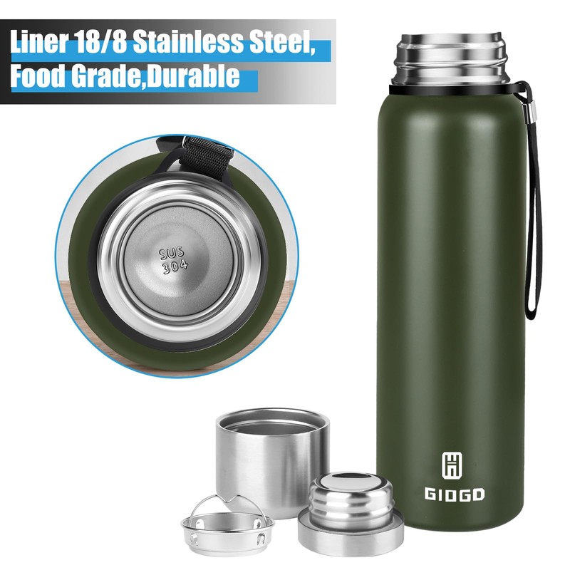 Insulated vacuum Thermo Bottle 1000ml/33.8oz with cup Stainless steel coffee