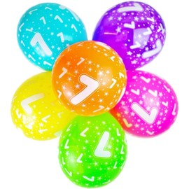 Happium 7th Birthday Balloons, 12" Multicoloured Numbers Printed Latex Age Balloons, Birthday Digit Balloons 7 for Girls Boys 7 Year Old Birthday Decorations, 7th Anniversary Party (Pack of 10)