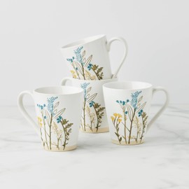 Lenox Wildflowers Mugs, Set of 4, 4 Count, White