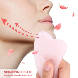Hztyyier Rose Quartz Gua Sha Stone, Natural Jade Gua Sha Scrapping Plate for Face Neck Beauty Spa Relaxing Massage Stone