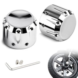 Amazicha Chrome Front Axle Nut Covers Axle Nut Caps Compatible for Harley Davidson Sportster Touring Electra Glide Street Glide Road Glide Dyna Softail 2002-2024